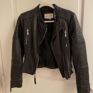 BCBGENERATION Genuine Leather Biker Jacket